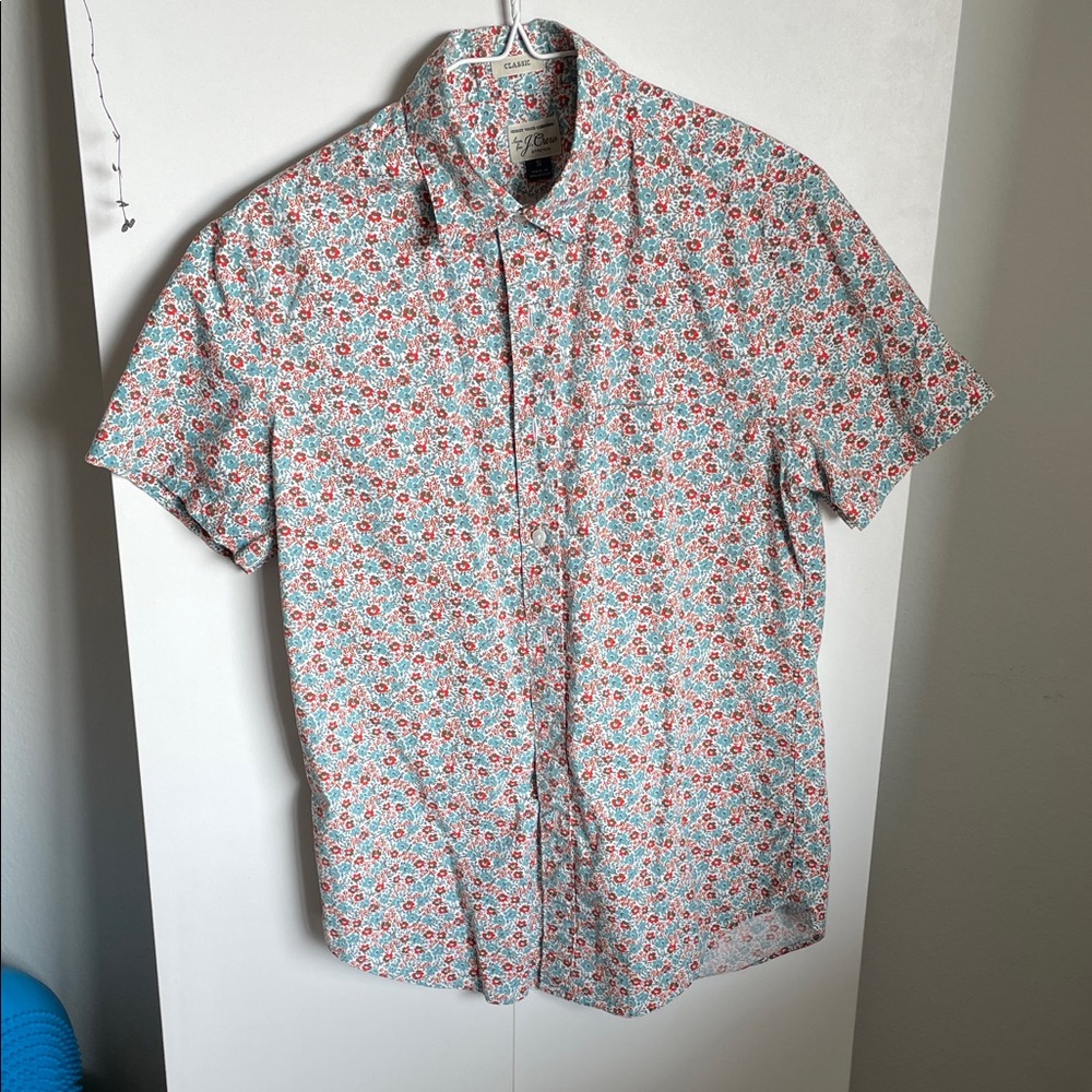 J Crew Floral Short Sleeve Men's Button Up Shirt